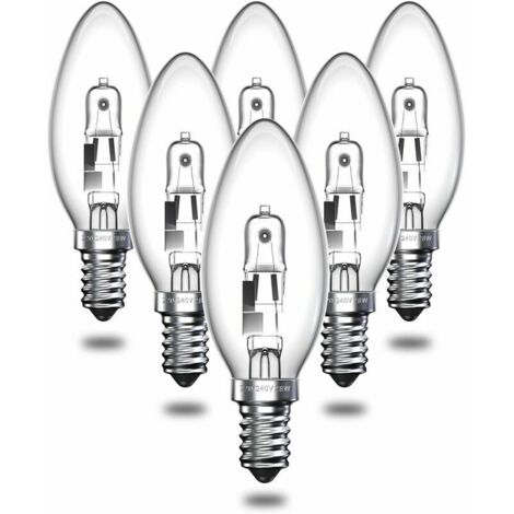 oRight Halogen Candle Light Bulbs 28W, E14 SES Halogen Bulb C35 Small Edison Screw Bulb Vintage Halogen Lamp - Warm White 2700K - 310lm - Dimmable - Pack of 6