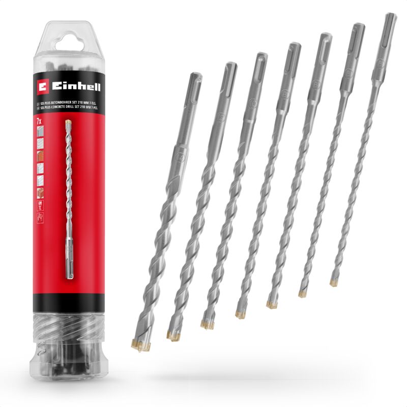 Forets Marteau SDS Plus Original Einhell Set de 7 pièces 210 mm Acier 40Cr