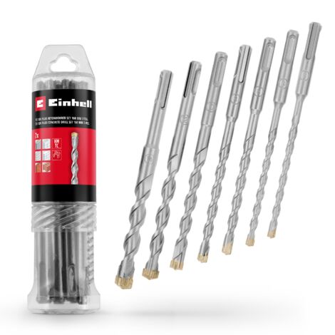 Original Einhell 7-tlg. SDS Plus Hammerbohrer-Set, 160 mm (aus 40Cr Werkzeugstahl mit vierschneidiger Hartmetallplatte, Zentrierspitze, für Renovierungs- oder betonbezogene Befestigungsarbeiten)
