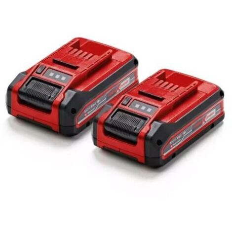 Original Einhell Batería 3 Ah Power X-Change PLUS (18 V, iones Li, de uso universal para todos los aparatos Power X-Change, control de nivel de carga, Twin-Pack, incl. 2 baterías 3 Ah, sin cargador)
