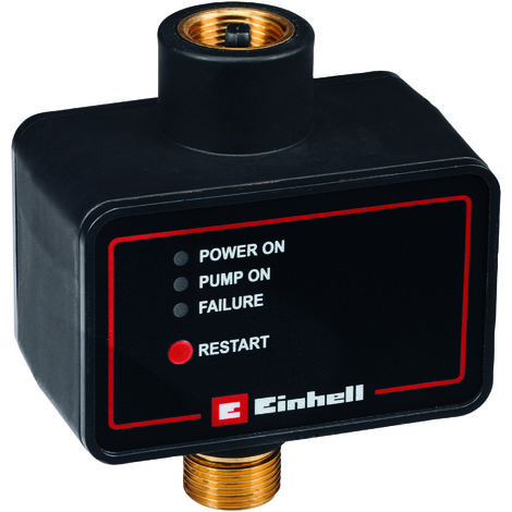 Original Einhell Elektronischer Durchflussschalter (10 bar, Rückschlagventil, Trockenlaufschutz, Anschluss-Adapter, integrierte Steckdose, 1,45 m Netzleitung)