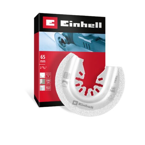 Original Einhell Halbrundes Hartmetall-Sägeblatt (Diamant bestreut, kompakte Form, 87 mm Länge, 1,2 mm Blattstärke, Schnellwechselfunktion, geeignet für Multitools)