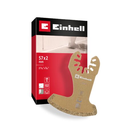 Original Einhell Hartmetall-Segmentmesser 57mm (Segmentierte Form, Hartmetallbestreuung, Open Back Schnellwechselfunktion, Geeignet für Multitools)