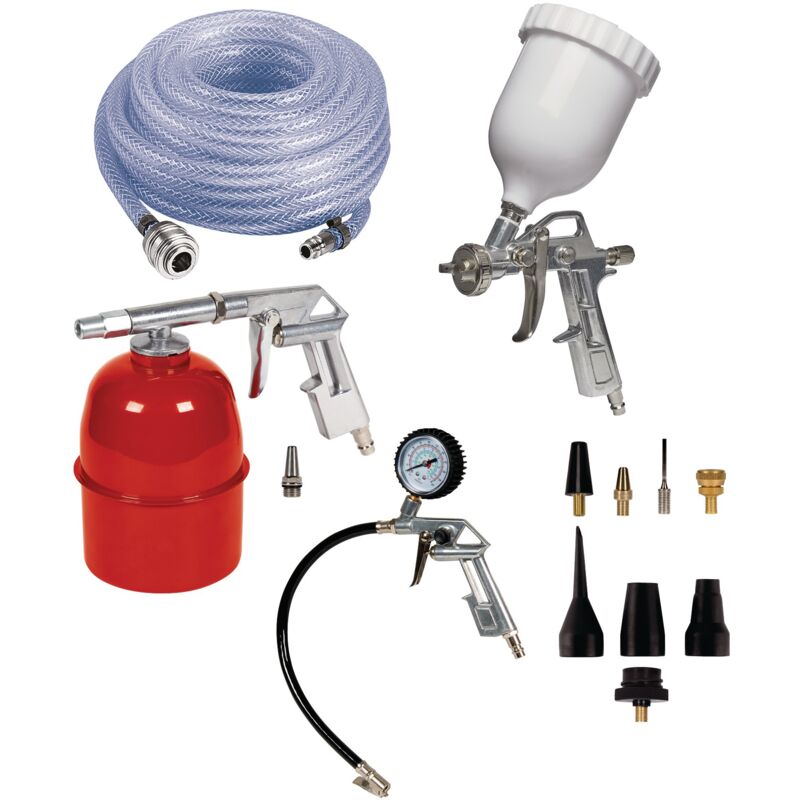 Kit de 13 accessoires pour Compresseur (accessoires de gonflage pression de service min. de 8 bar, avec pistolet de pulvérisa/à air/à peinture/de