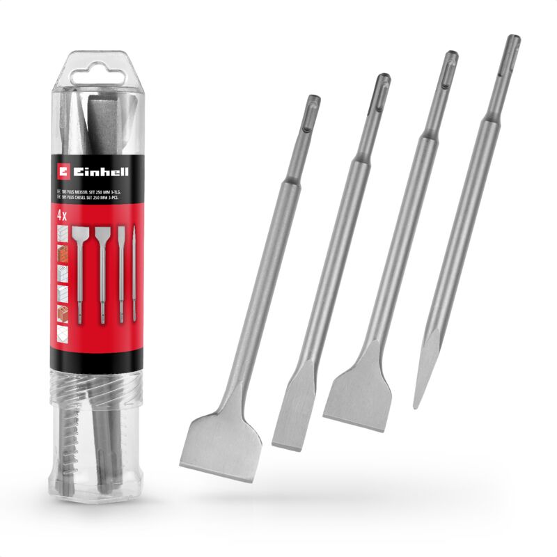 Set de burins Einhell 247205 Acier 40Cr 4 pièces Compatible SDS Plus - vue 2