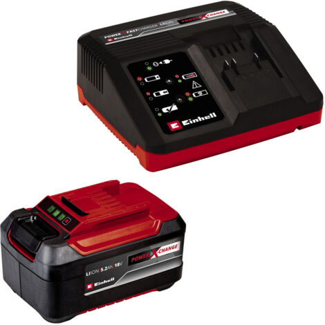 Original Einhell Starter Kit 5,2 Ah Akku und Fastcharger Power X-Change (Li-Ion, 18 V, 80 min Ladezeit, passend für alle Power X-Change Geräte)
