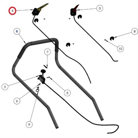 ORIGINAL GRIN tondeuse à gazon spm53 pro b&s levier et câble de traction PRT-0106