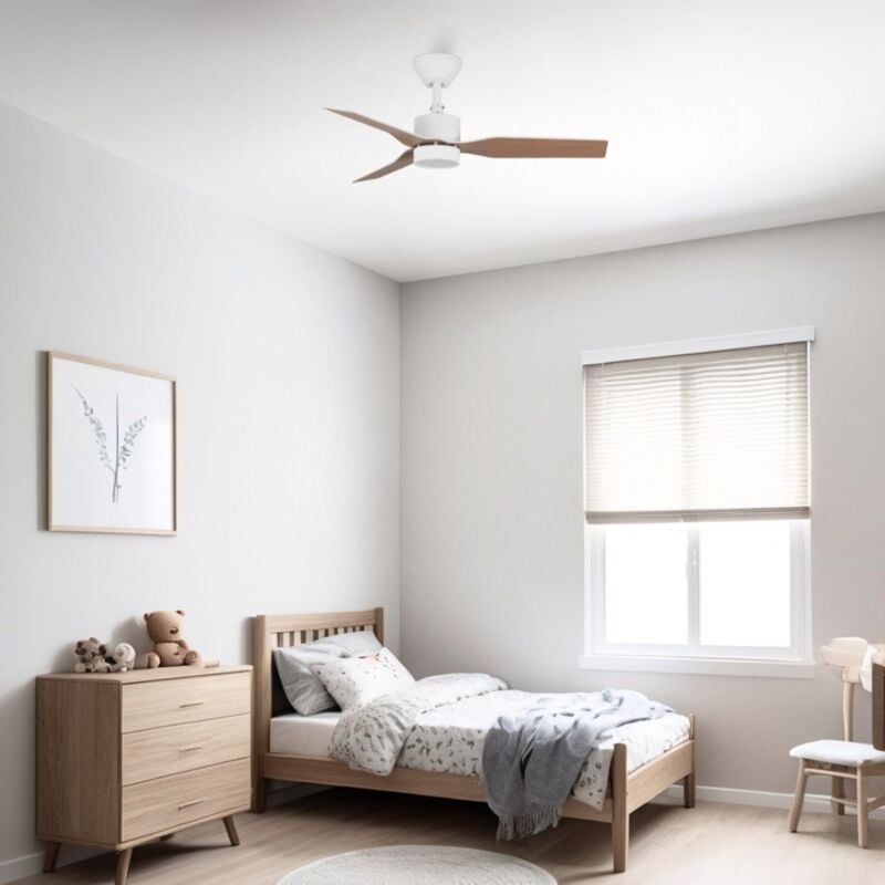 Ventyly - original mini Ventilateur de plafond blanc/chêne avec lumière Ø90 cm