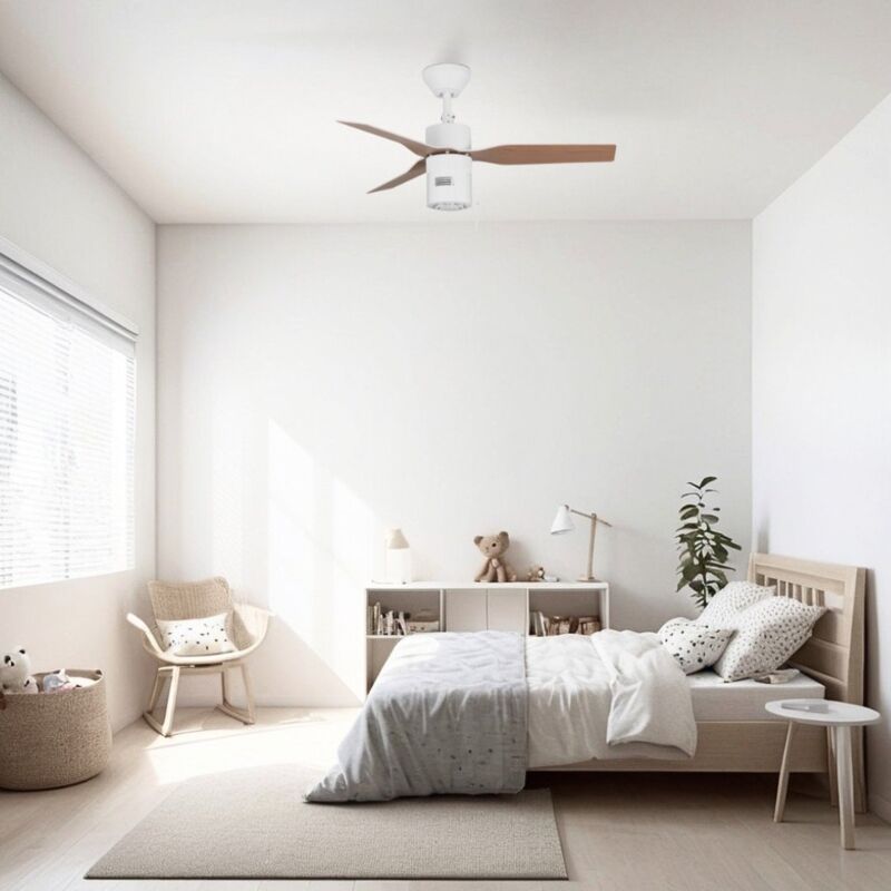 Ventyly - original mini Ventilateur de plafond blanc/chêne avec purificateur Ø90 cm