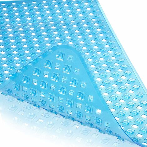 1pc non-slip shower mat, bath mat, with Suction Cup and drain hole(Blue)