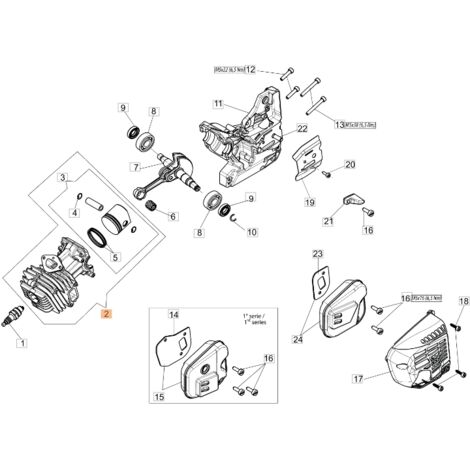 ORIGINAL OLEOMAC GST360 kit piston cylindre tronçonneuse 50270212