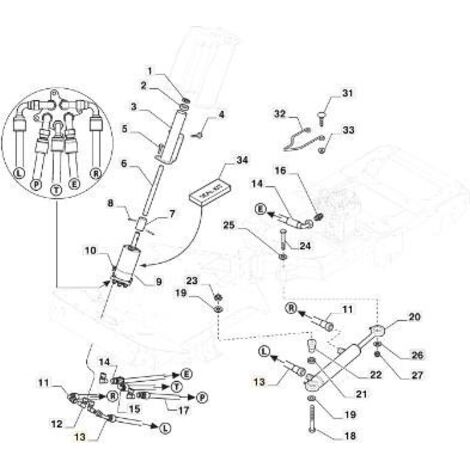 ORIGINAL STIGA PFM LENKZYLINDER RECHTER HYDROSCHLAUCH – 387869502/1
