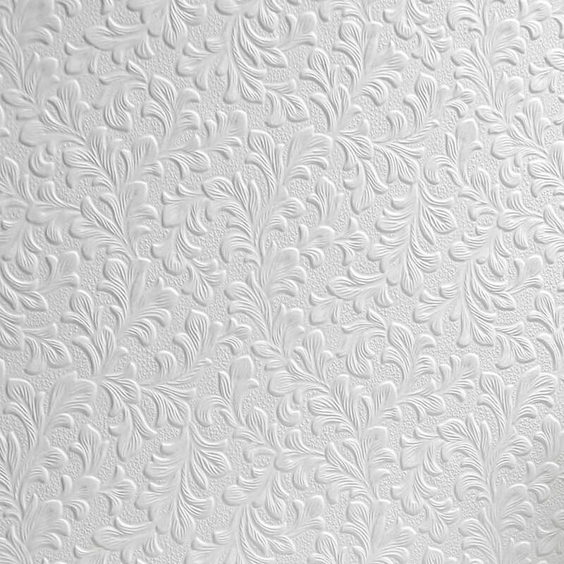 White Paintable Floral Wallpaper Vinyl Wall Ceilings Washable Embossed - Anaglypta