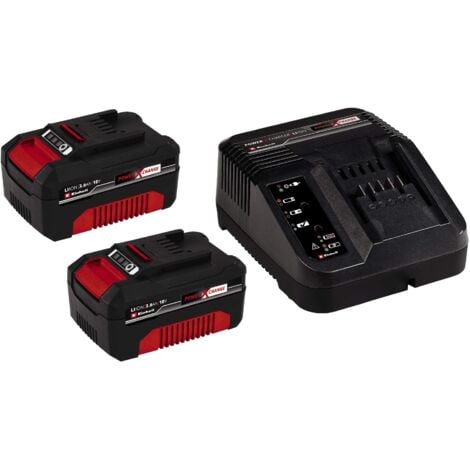 Originale Einhell 2x 3,0Ah PXC Starter Kit due batterie 3,0 Ah e caricabatteria Power X-Change (incl. caricabatterie singolo 200-250 V e 2 batterie 18V da 3,0 Ah)