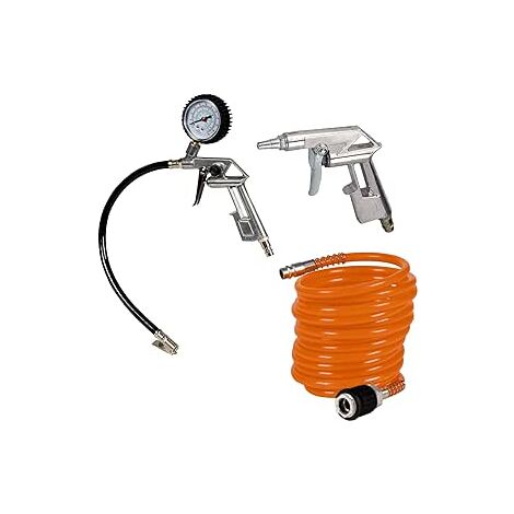 Originale Einhell Set 3 accessori per compressore (pistola gomme con manometro, pistola corta, prolunga 4 m)