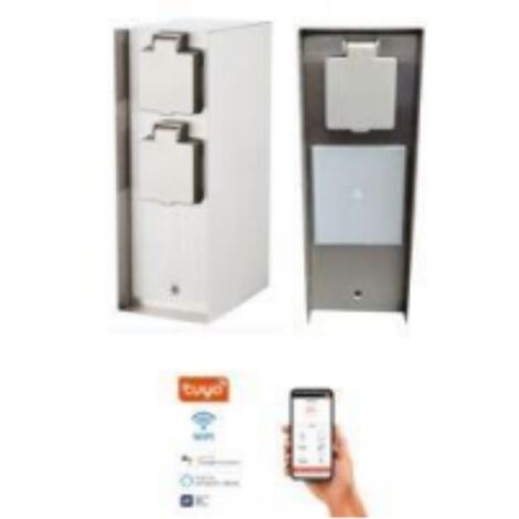 ORIO SMART Steckdosensäule IP44 eckig 3-fach Eisen gebürstet