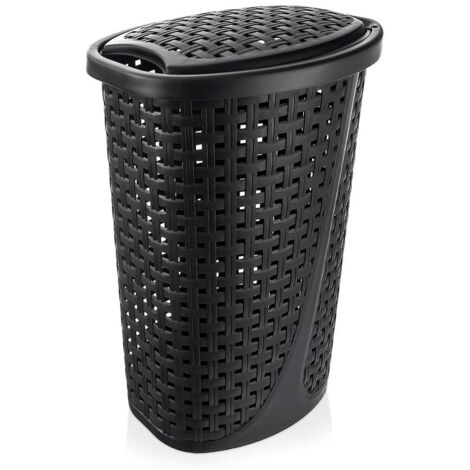 Orion Wäschekorb elegant schwarz 45 Liter schmaler Design