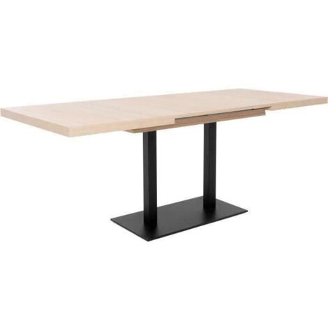 ORLANDO Table a manger a rallonge - Style industriel - Decor chene sonoma et noir - L 120-200 x P 80 x H 75 cm