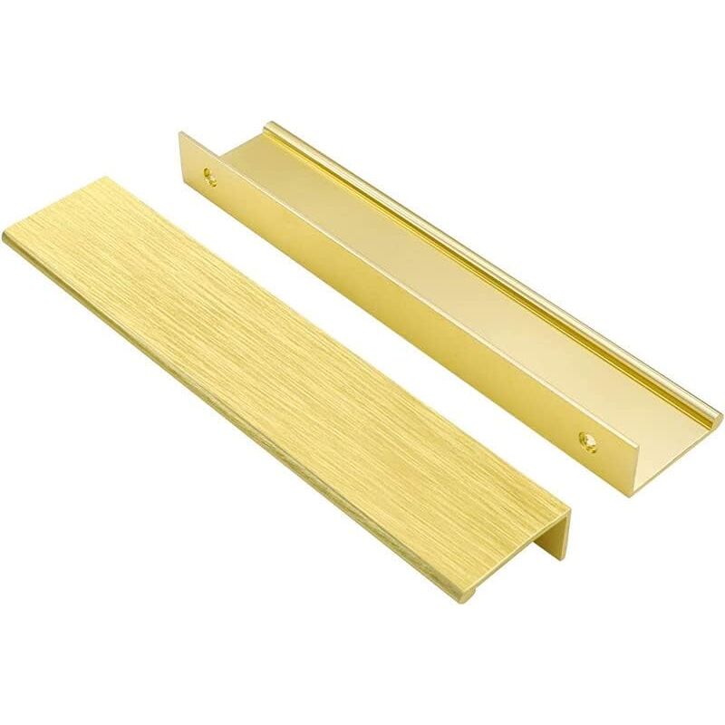 10 pièces, or) Poignée de porte longue invisible pour armoire, 200 mm de long, poignée de bord doré sans perforation