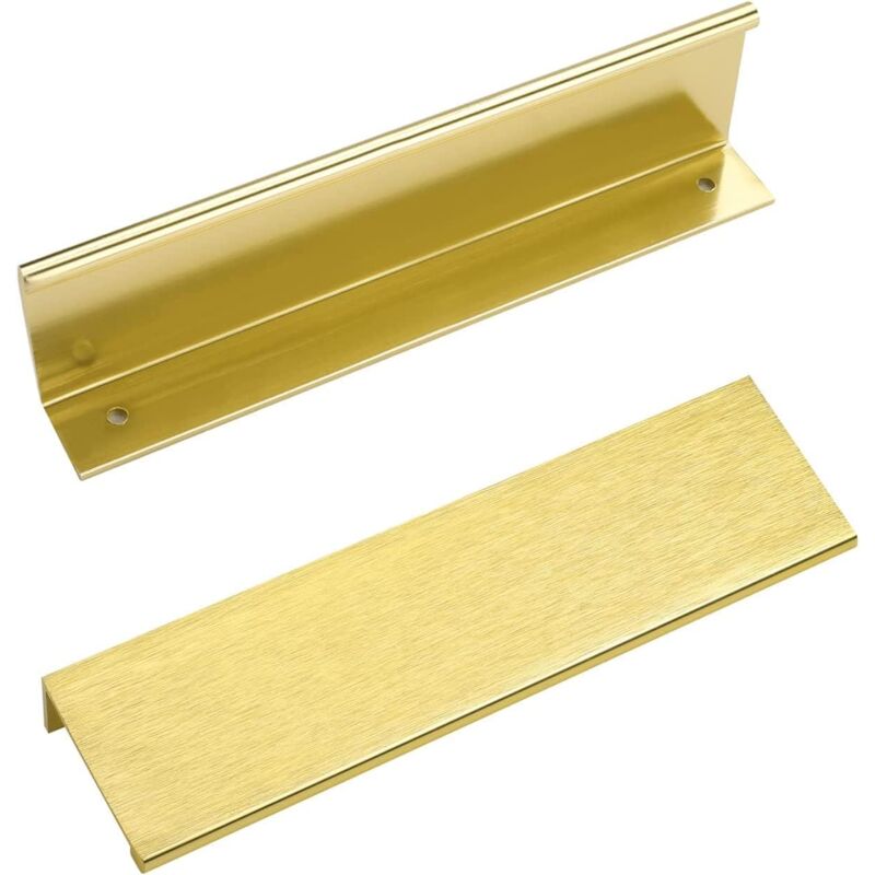 10 pièces, or) Poignée de porte longue invisible pour armoire, 150 mm de long, poignée de bord doré sans perforation