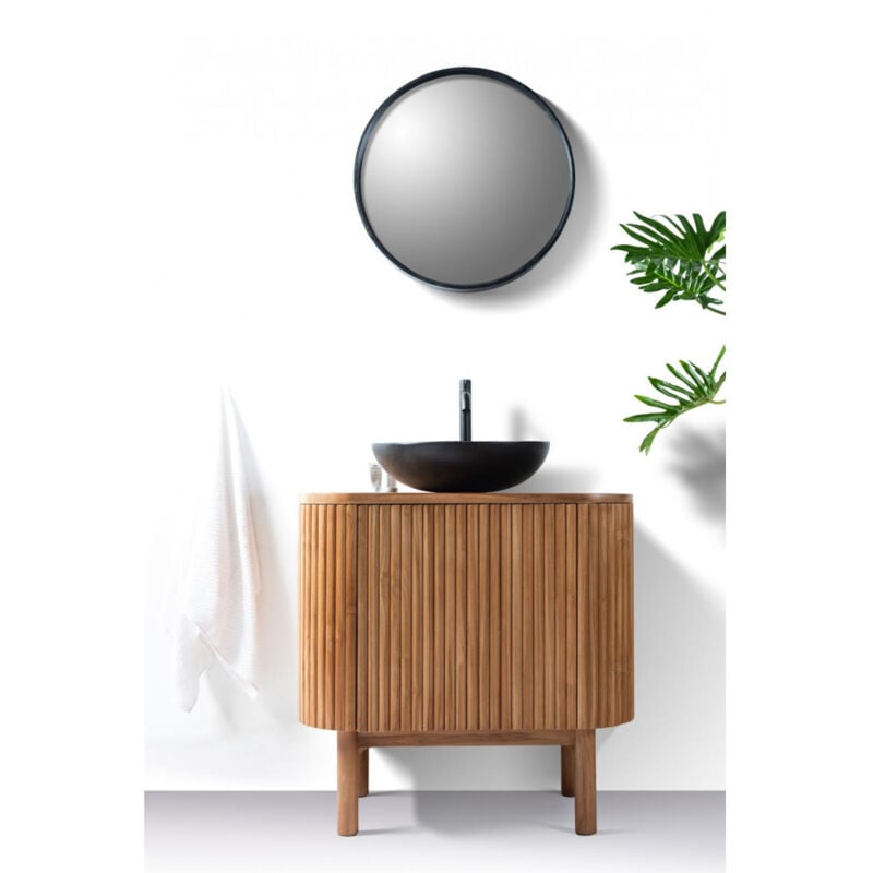Uniqka - Orma - Petit meuble salle de bain en bois de teck 1 porte
