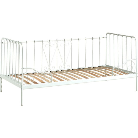 ORNAM - Lit Banquette 90x200cm Métal Poudré Blanc