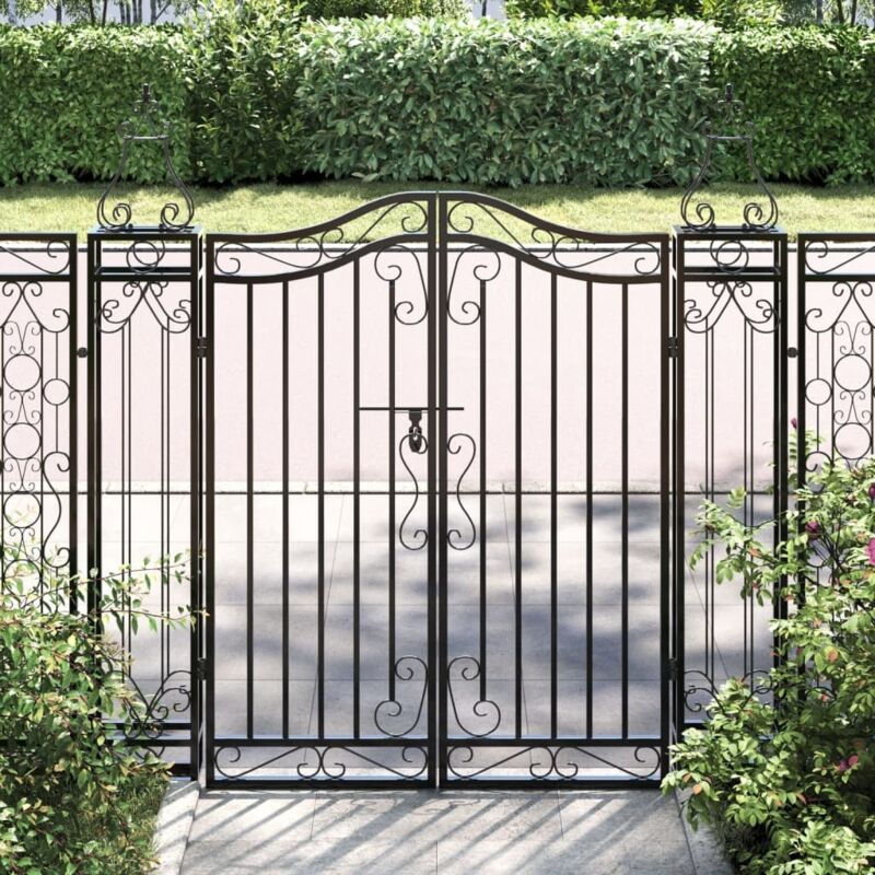Vidaxl Gartentor Schwarz 121x8x100 Cm Schmiedeeisen