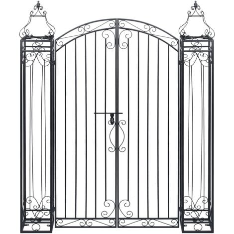 Ornamental Garden Gate Wrought Iron 122x20.5x160 cm - Black