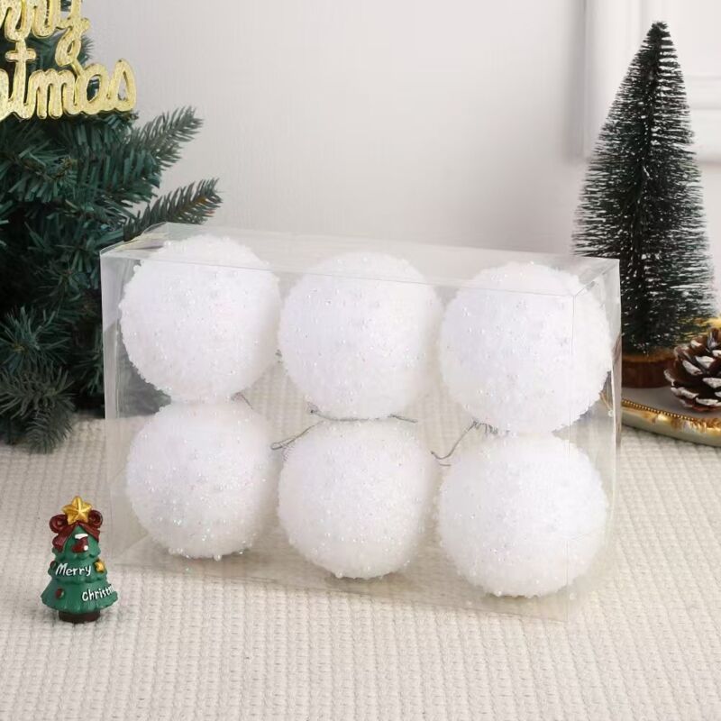 Image of Ornamenti con palline di Natale, decorazioni natalizie, palline per alberi di Natale, decorazioni per feste di matrimonio e festività (Bianco)