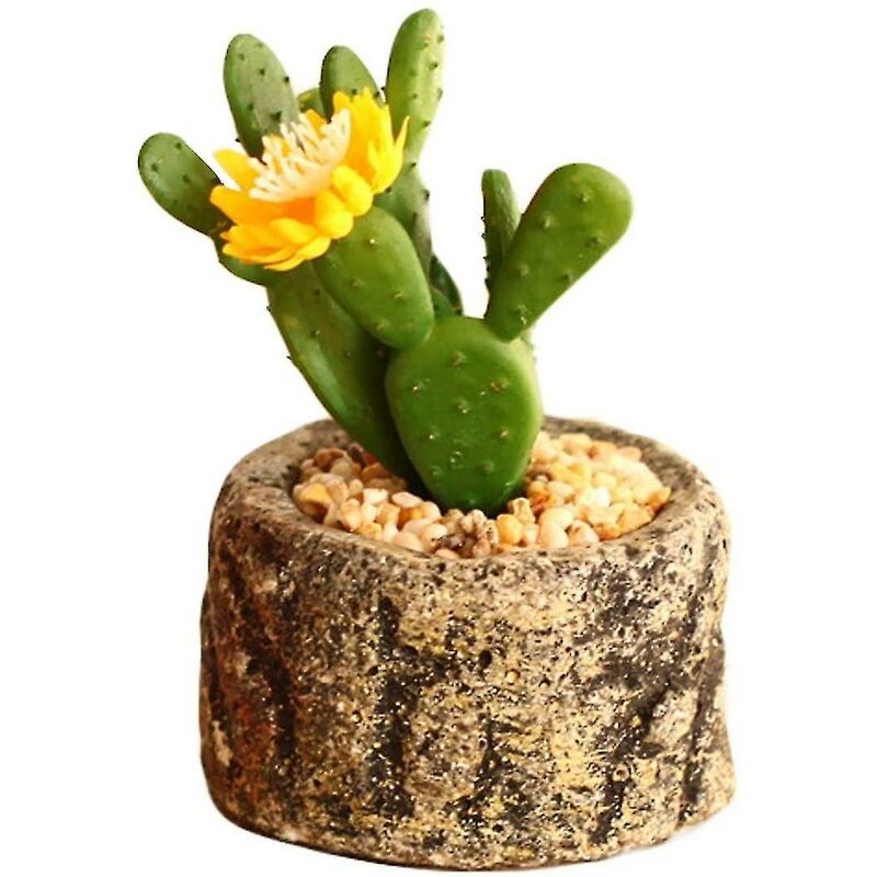 Ornamenti di piante finte di cactus artificiali Mini piccoli mobili da scrivania in vaso di cactus con fiori gialli