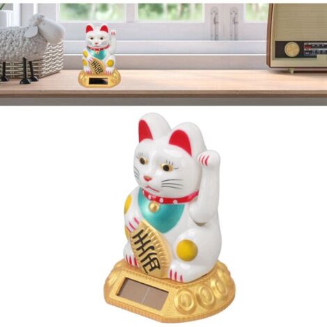 Ornamento a forma di lingotto d'oro alimentato a energia solare, a forma di gatto portafortuna che saluta, regalo per casa, ufficio, auto, sensore di energia luminosa, ornamento a forma di gatto porta