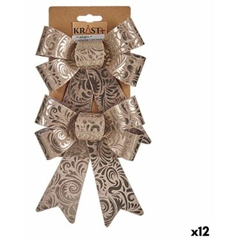 Ornamento natalizio in bronzo con fiocco in pvc 15 x 4 x 16 cm (12 unità)