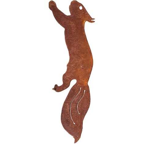 Ornamento per albero da giardino in metallo arrugginito scoiattolo rosso