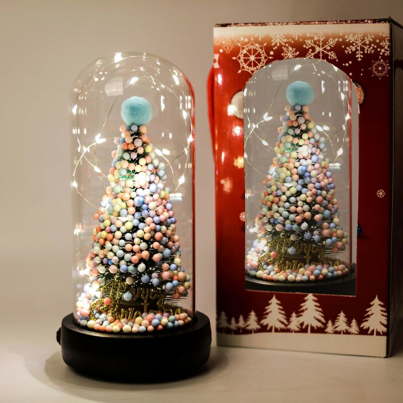 Boed - Ornaments Set of 2 Macaroon Christmas Tree Table Decorations + Xmas Wrought Iron Pentagram led Shadow Ornament