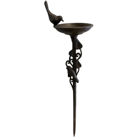 Ornate Cast Iron Bird Bath Ground Stake