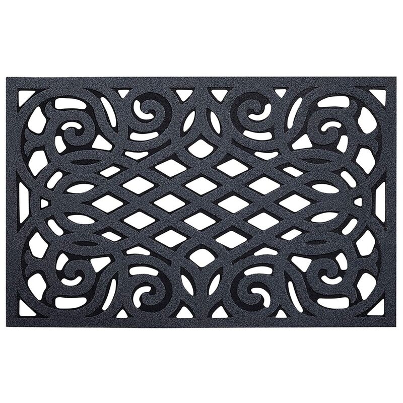 Ornate Small Eco-Friendly Doormat in Grey with Open Back
