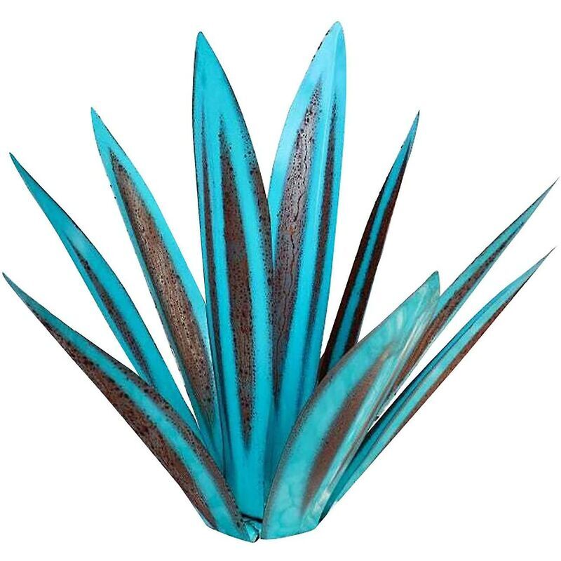 Ornement de jardin en métal de plante d'agave Sculpture en métal antique Statue de jardin antique (bleu-27cm)- Trimec