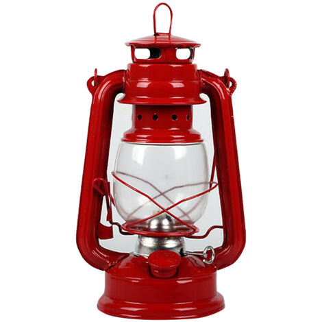 Ornement de lampe à pétrole en fer de style rétro, rouge, convenant à une chambre ou une table de chevet