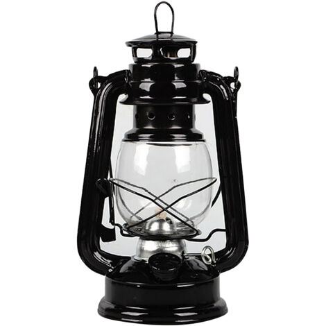 Ornement de lampe à pétrole en fer forgé de style rétro, noir, convenant à une chambre ou une table de chevet