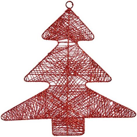 Ornement de Noël en métal rouge de sapin de Noël 36,7 x 0,2 x 37,5 cm