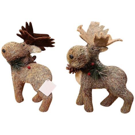 Ornement de Noël en paille tressée représentant un élan, figurine d'animal faite à la main pour la décoration de Noël et les fêtes. Fournitures artisanales.