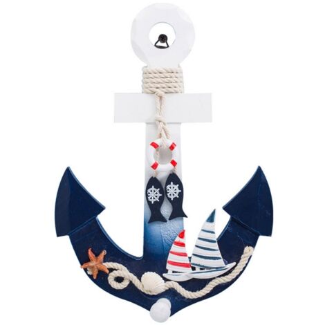 Ornement de porte décoratif nautique en forme d'ancre, décoration murale en bois, dimensions 28 x 19 cm