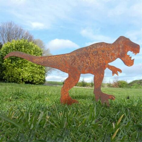 Ornement de poteau de clôture en métal en forme de dinosaure, D--