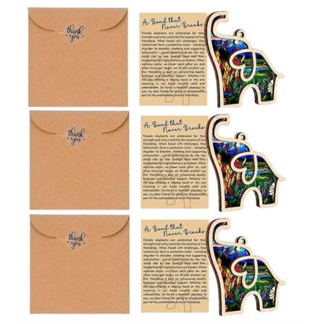 Ornement de Saint-Valentin Éléphant de l'amitié avec carte racontant l'histoire --