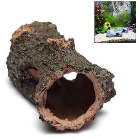 Ornement de Tronc d'arbre Creux en Résine de Bûche, Accessoires de Décoration D'aquarium de Maison de Poisson en Bois Artificiel pour Tortues Betta Petits Lézards Reptiles