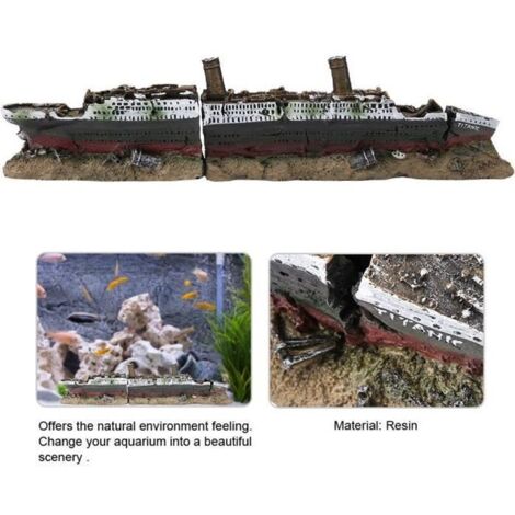 Ornement d\'épave Titanic pour aquarium - YOSOO - Décoration pour poisson d\'eau froide - Plastique