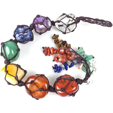 Ornement Feng Shui 7 cristaux chakras colorés, pendentif voiture ou maison fait main
