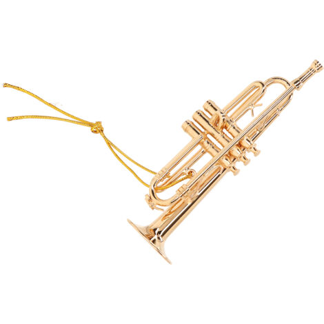 Ornement Miniature Trompette en Laiton Décor Bureau Élégant Instrument de Musique Doré