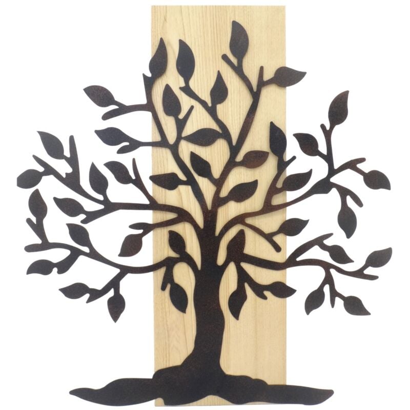 Ornement mural d'arbre en métal pour jardin et décoration intérieure, style moderne, 60 cm, idéal pour cadeaux et décoration d'espaces