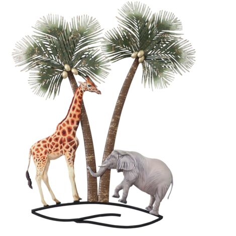 Ornement mural éléphant et girafe, décoration ethnique en métal pour la maison